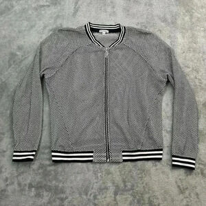Juicy Couture Jacket Womens M Black White Woven Net Knitted Mesh Track Sweater